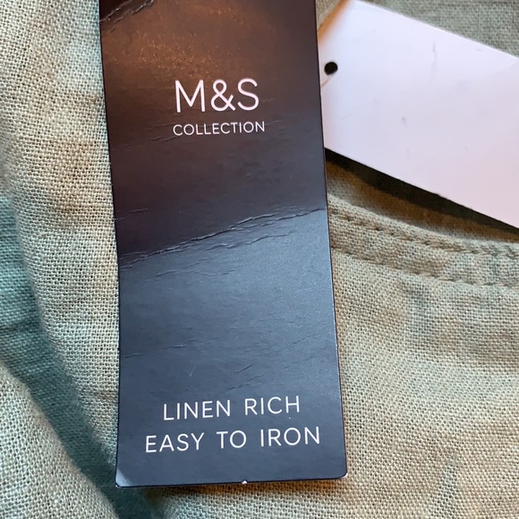 Marks and Spencer Linen Rich Khaki Jogger Trousers - Picture 5 of 7